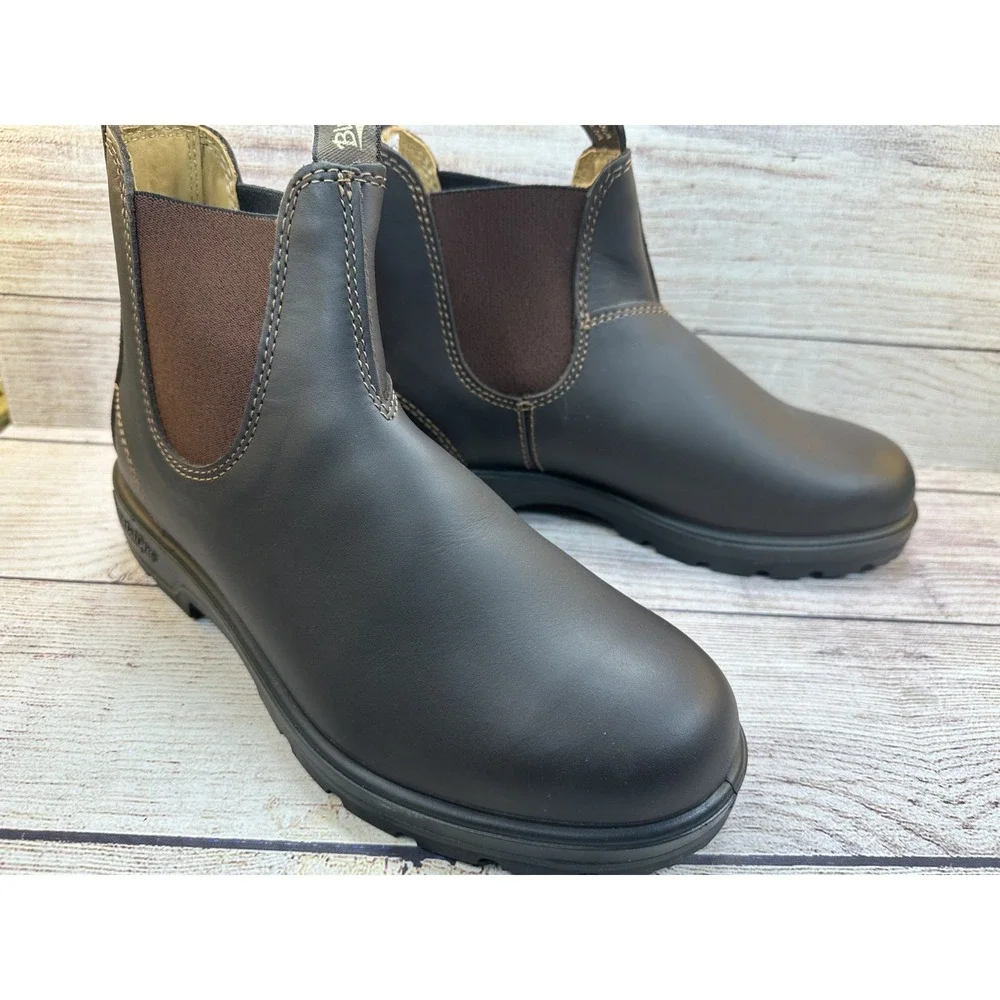 Blundstone 550 Rustic Brown Leather Chelsea Pull On Boots Men's Size US 9.5